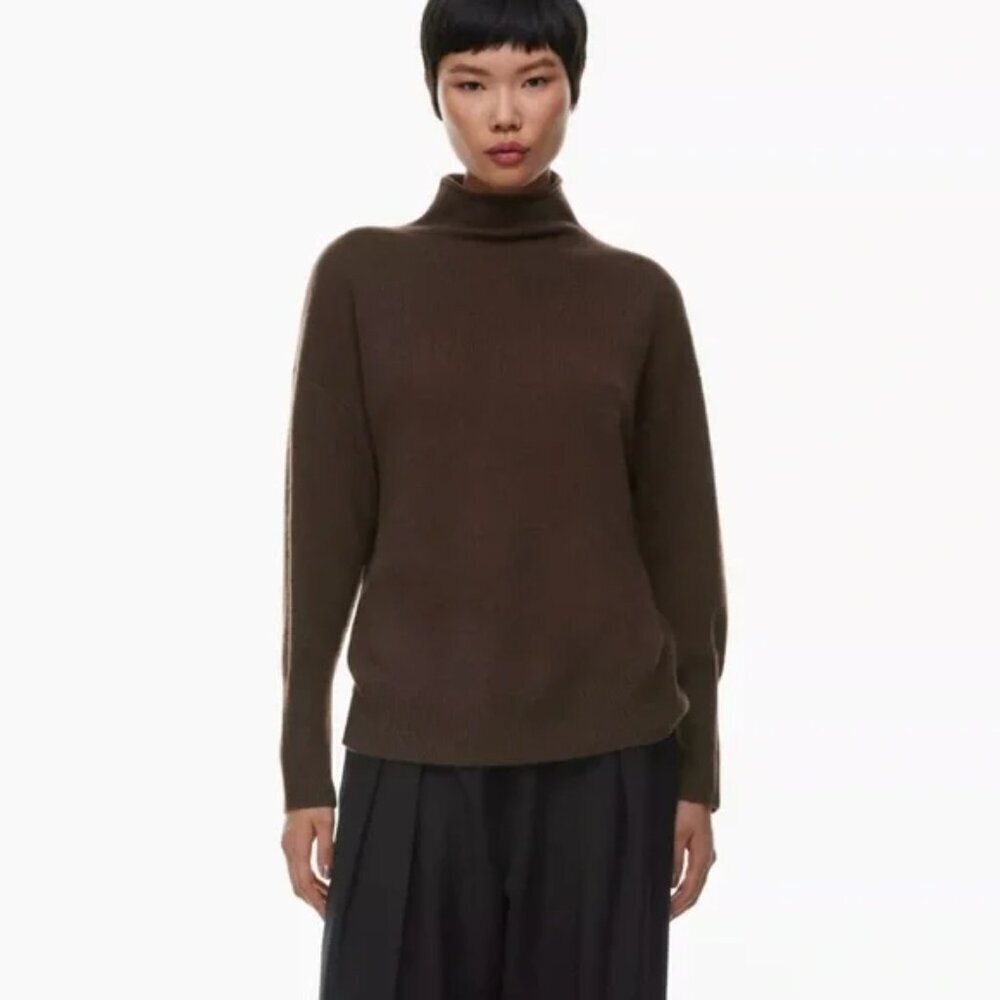 Aritzia The Group Format Luxe Cashmere Turtleneck Brown Size Small